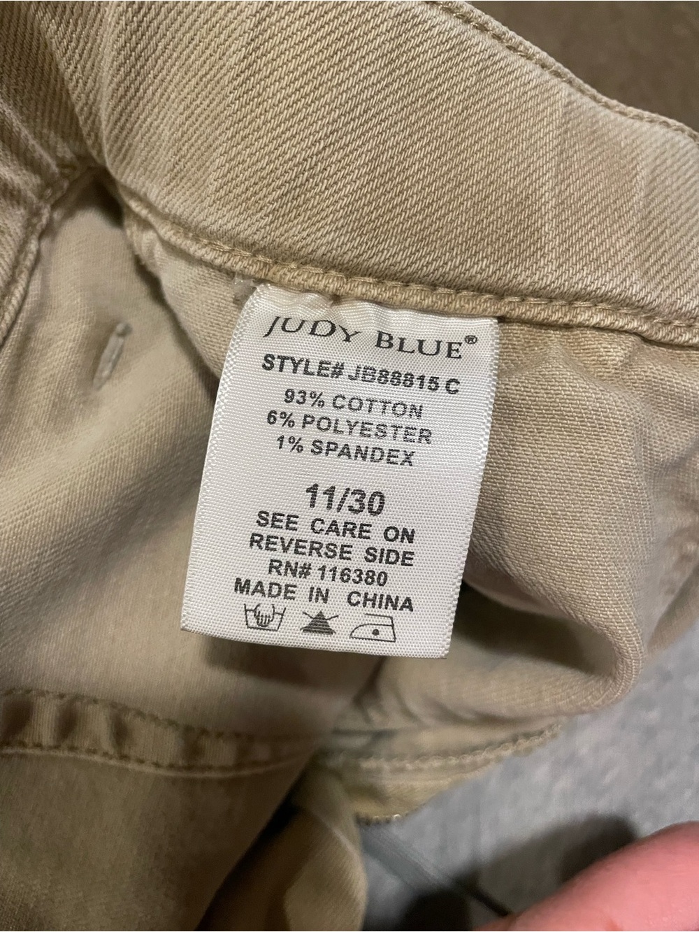 Judy Blue Stretch Twill Pants in Light Khaki - Picture 1 of 3